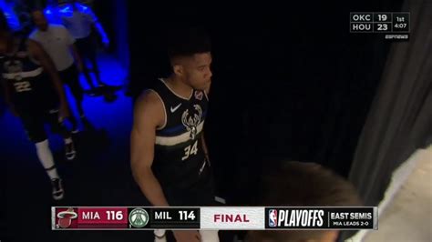 Giannis Antetokounmpo Angry After Dumb Foul To Lose Game Heat Vs Bucks Game 2 2020 Nba
