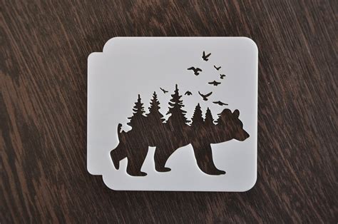 Forest Bear Stencil Custom Stencil Any Font Any Design Any Etsy Canada