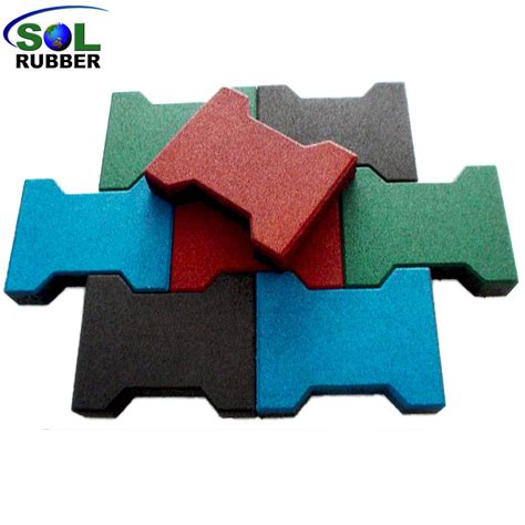 Sol Rubber Outdoor Driveway Recycled Rubber Brick Tiles Patio Pavers