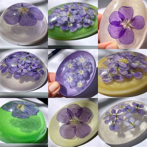 The seed heads dry well and can be used in dried flower arrangements. Purple flower resin paperweight / real dried pressed ...