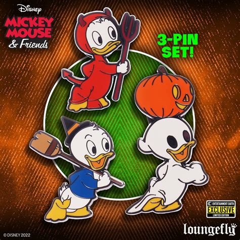 Disney Halloween Huey Louie And Dewey Enamel Pin 3 Pack