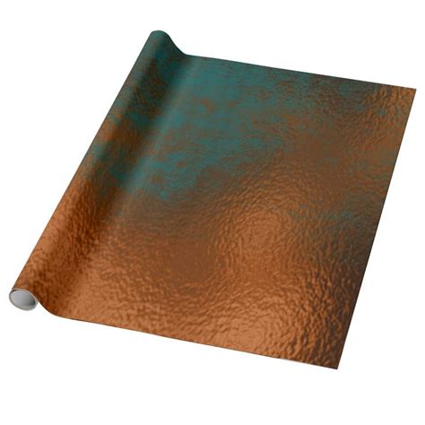 Copper Rust Teal Patina Metallic Glass Abstract Wrapping Paper Zazzle