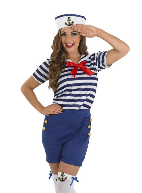 Ladies Sassy Sailor Girl Costume For Navy Military Fancy Dress Adults Womens Ebay