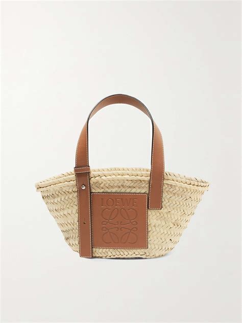 Small Basket Bag In Palm Leaf And Calfskin Naturaltan 60 Off