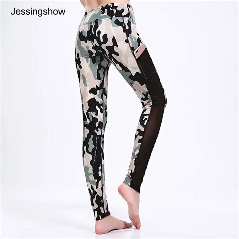 jessingshow new women yoga pants mesh printed running fitness sport tights leggings leggins