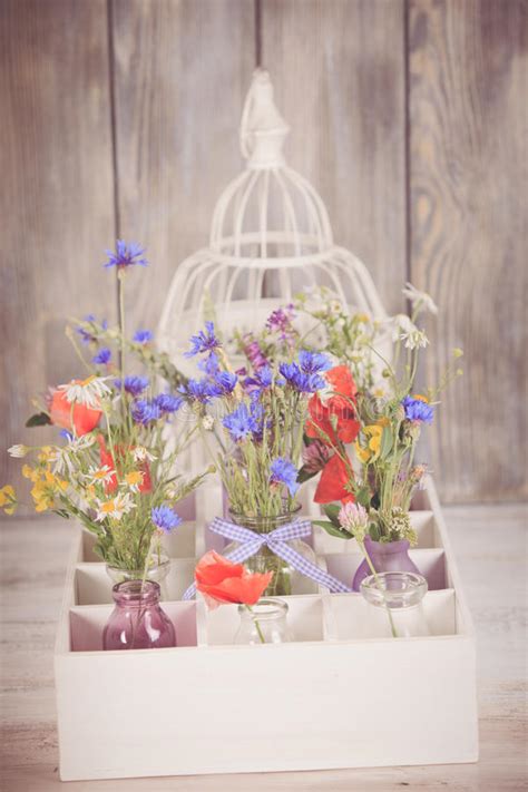 Wildflowers In Bottles Stock Image Image Of Fresh T 41921863