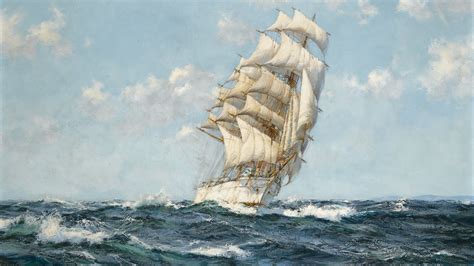 Schooner Ship Sail Ship Ocean Painting Hd Wallpaper Art And Paintings