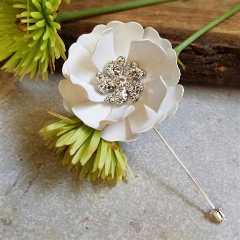 Off White Flower Lapel Pin Buttonhole Cream Metal Rose Lapel Etsy