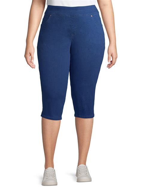 Terra And Sky Womens Plus Size Stretch Pull On Denim Capris