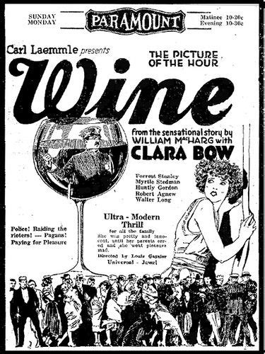 It did too many awful things to me as a kid. Vintage Advert for Clara Bow in 'Wine' 1924 | Clara bow ...