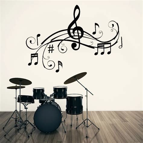Musical Wave Home Decor Music Notes Wall Stickers Music Art Living Room
