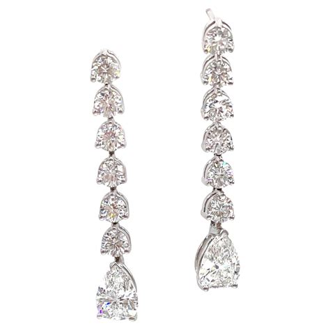 Pear Shape Diamond Drop Flower Earrings At Stdibs
