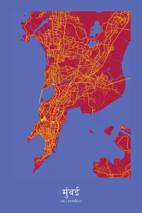 Mumbai India Map Print Illustrated Map India Poster I