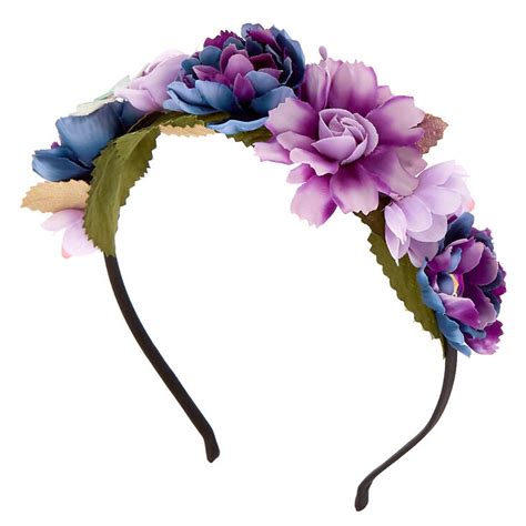 Metallic Galaxy Flower Crown Headband Purple Claires Us