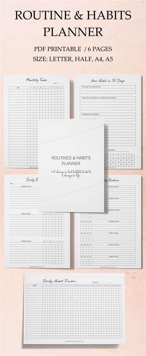 Routine Planner Printable Habit Tracker for Instant Download | Etsy