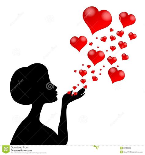 Silhouette Woman Blowing Heart Hugs And Kisses Quotes Woman