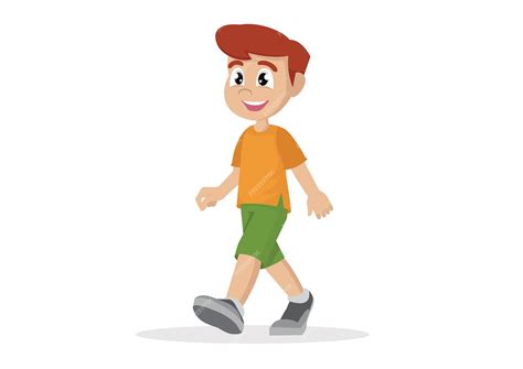 Niño De Dibujos Animados Caminando Vector Premium