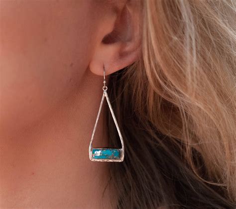 Copper Turquoise Earrings Gold Plated 18k Or Silver Plated Or Etsy