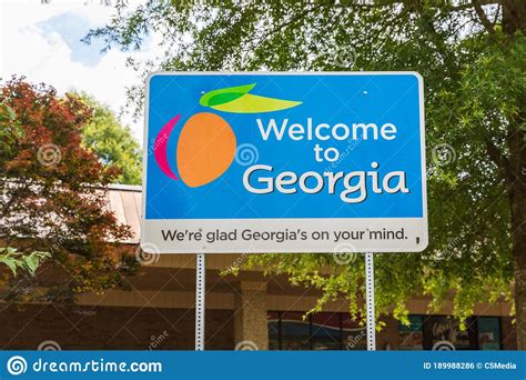 Welcome To Georgia Road Sign At The Georgia Visitor Center Editorial