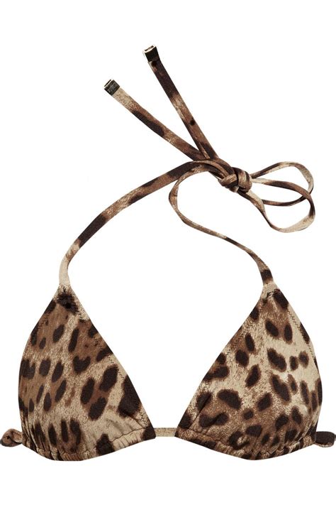 Dolce And Gabbana Leopard Print Triangle Bikini Top Dolce And Gabbana
