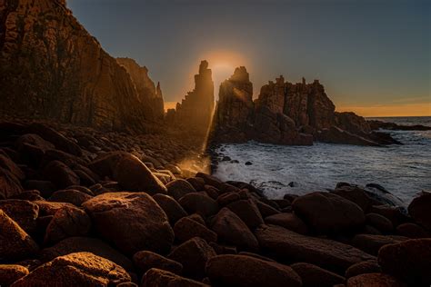 Wallpaper Sunlight Landscape Mountains Sunset Sea Bay Rock