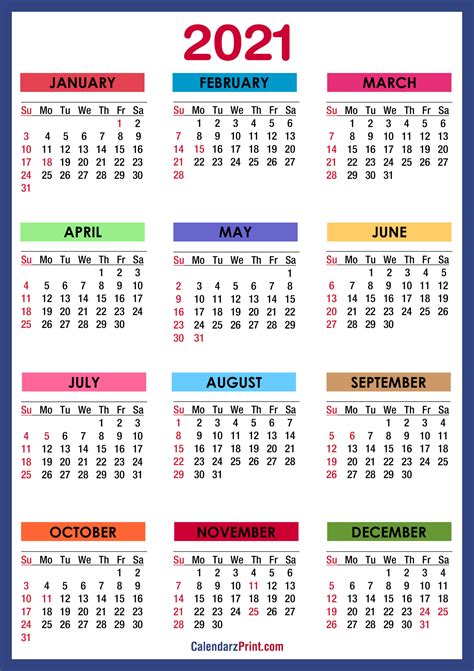 2021 Calendar Printable Pdf With Holidays 2022 Printable Calendars