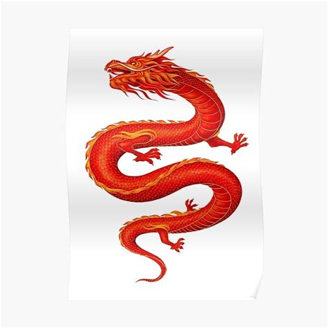 Red Chinese Dragon Poster For Sale By Roby Fox Redbubble