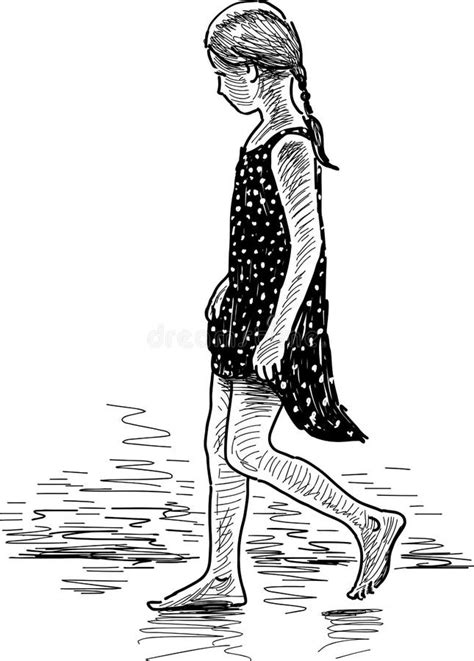 Girl Walking On The Beach Stock Vector Illustration Of Coast 39887869