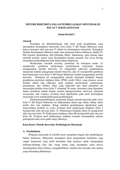 1 penelitian tindakan sekolah tim dosen mp fip unj. (PDF) Metode Bercerita Dalam Pembelajaran Menyimak Di ...