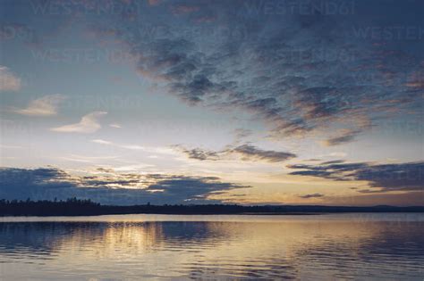 Sunset Over Lake Inari Finland Stock Photo