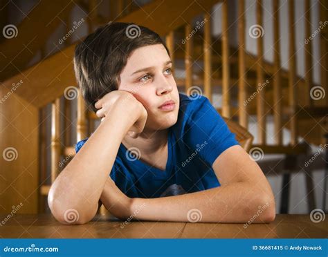 Teen Boy Bored Looking Stock Image Image Of Interior 36681415