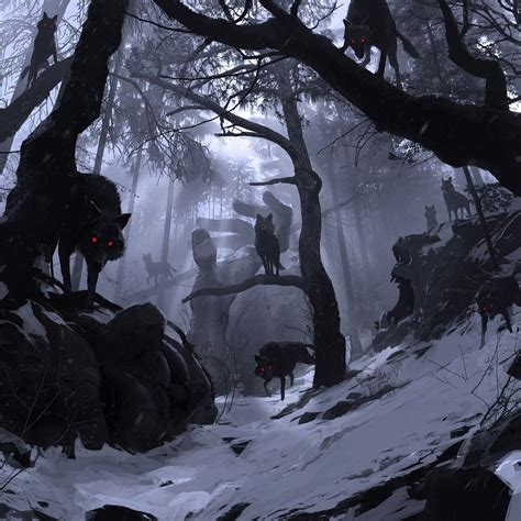 Wolves And Trees Donovan Valdes Fantasy Art Dark Fantasy Art