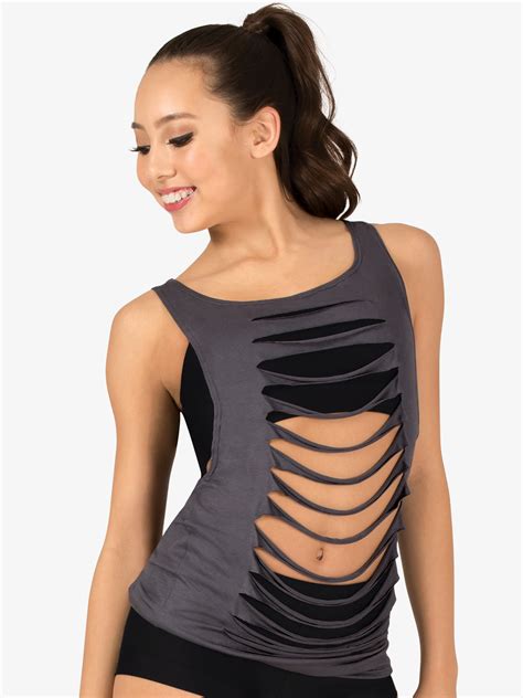 Body Wrappers Girls Slashed Dance Tank Top