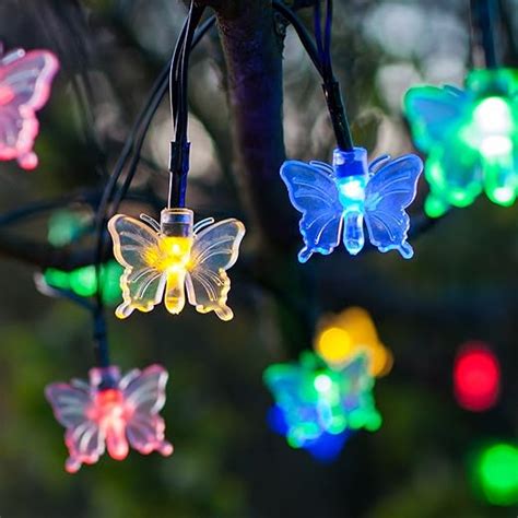 30 Multi Coloured Led Butterfly Solar Garden Fairy Lights By Lights4fun