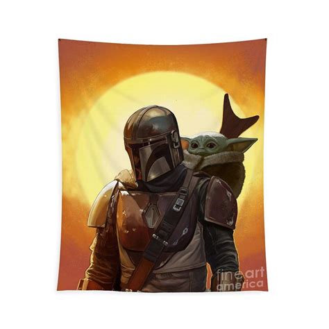 Mandalorian And Baby Yoda Tapestry