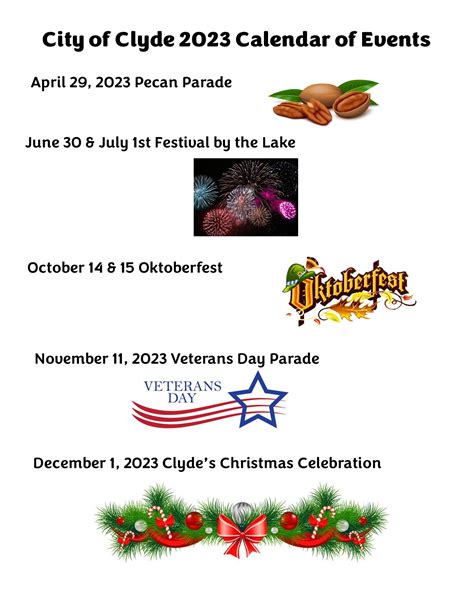 2023 Event Calendar Announced Clyde Texas