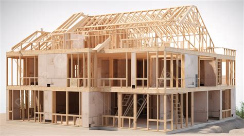 House Under Construction With Wooden Framing Background Building A