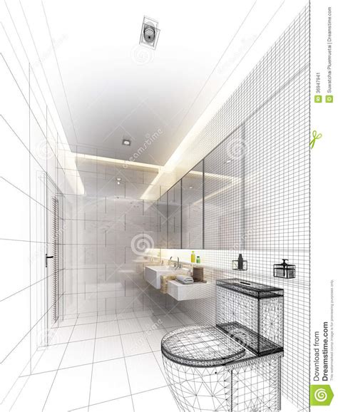 Sketch Design Of Interior Bathroom Stock Illustration