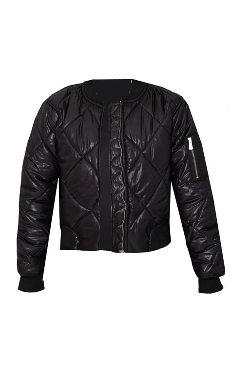 Black Diamond Quilted Bomber Jacket Prettylittlething