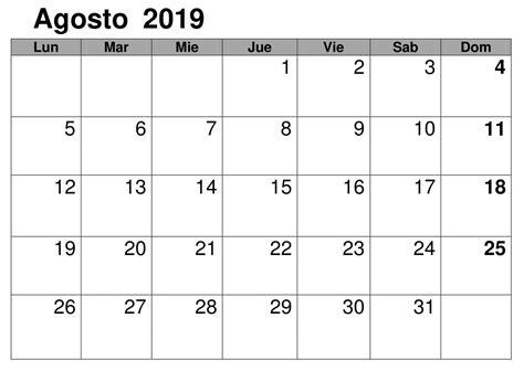 Calendario Agosto 2019 Planificado Calendario Plantilla Calendario