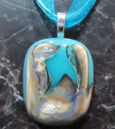 Fused Glass Pendant With Ribbon Necklace High 5ing Seals Etsy Fused Glass Pendant Ribbon