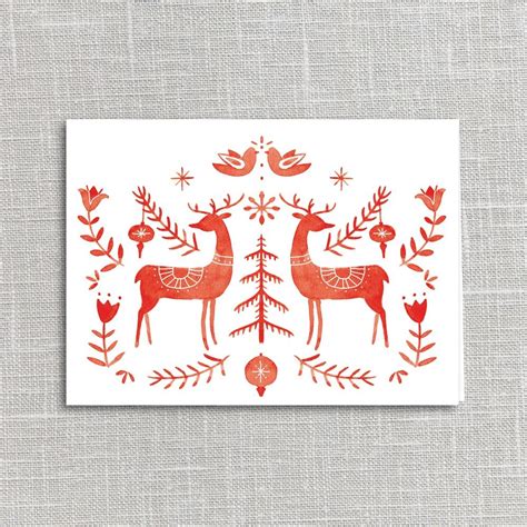 Folklore Deer Holiday Card Printable Digital Download Printable