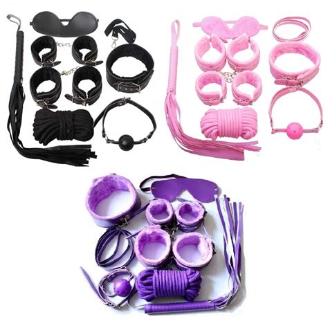 Adult Game 7 Pcsset Pu Leather Handcuffs Whip Collar Erotic Toy For