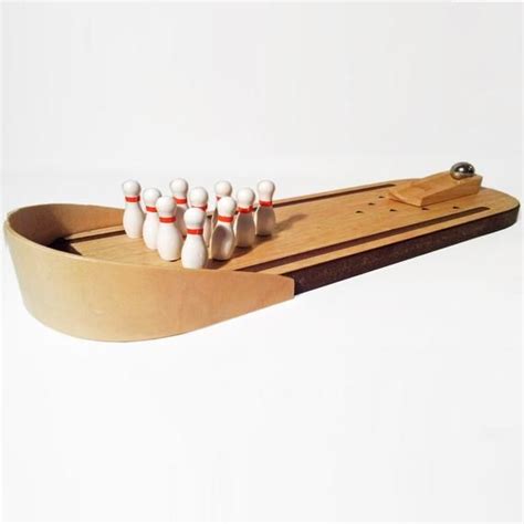 Mini Ten Pin Bowling Game Wooden Desktop Tabletop Set Toy Etsy Uk