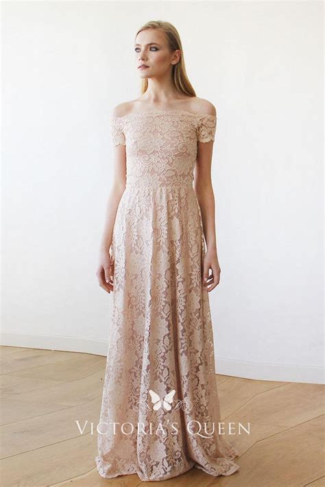 Great news!!!you're in the right place for blush bridesmaid. Elegant Blush Lace Off-the-shoulder Vintage Floor-length ...