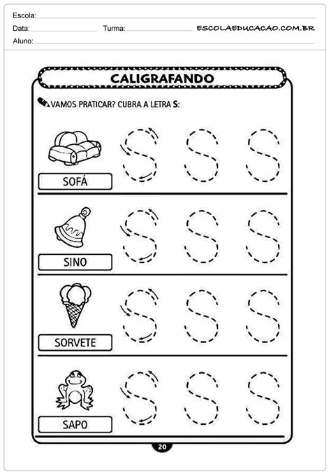 Imprimir Atividade De Caligrafia Letra S Escola Educa O