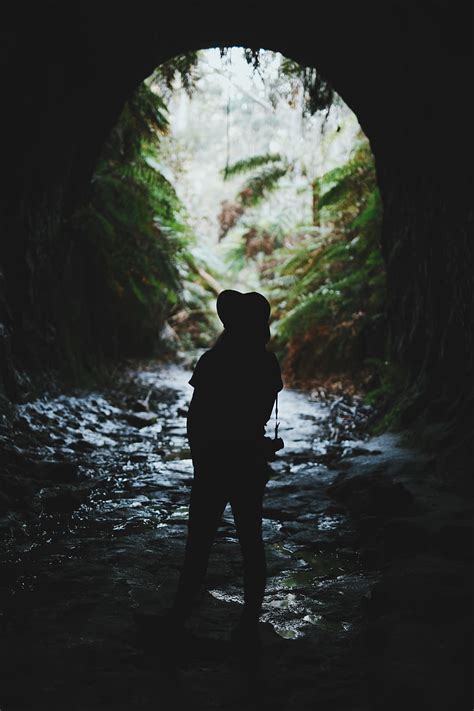 Royalty Free Photo Silhouette Of Person Inside A Cave Photo Pickpik