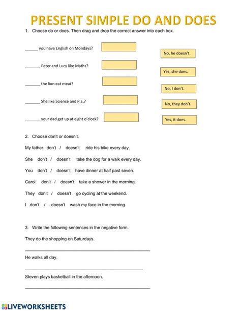 Present Simpledo And Does Online Worksheet For Beginners You Can Do