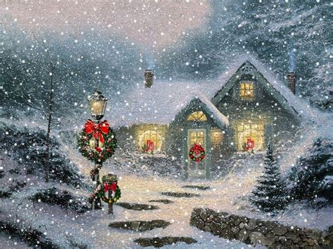 Christmas Thomas Kinkade Winter Wallpapers Top Free Christmas Thomas