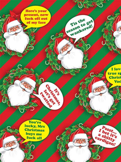 Rude T Wrap Rude Santa Christmas Wrapping Paper By Brainbox Candy